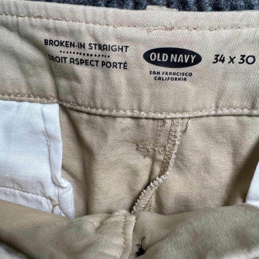 Old Navy Mens Broken-In Straight Chino Pants Khaki Tan 35x30 New - Picture 4 of 11